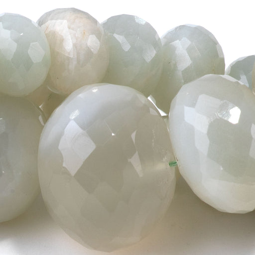 This is a Dakota Stones 5x8-16x20mm Green Moonstone Gemstone strand with faceted rondelle beads in 15-16 inch strand.