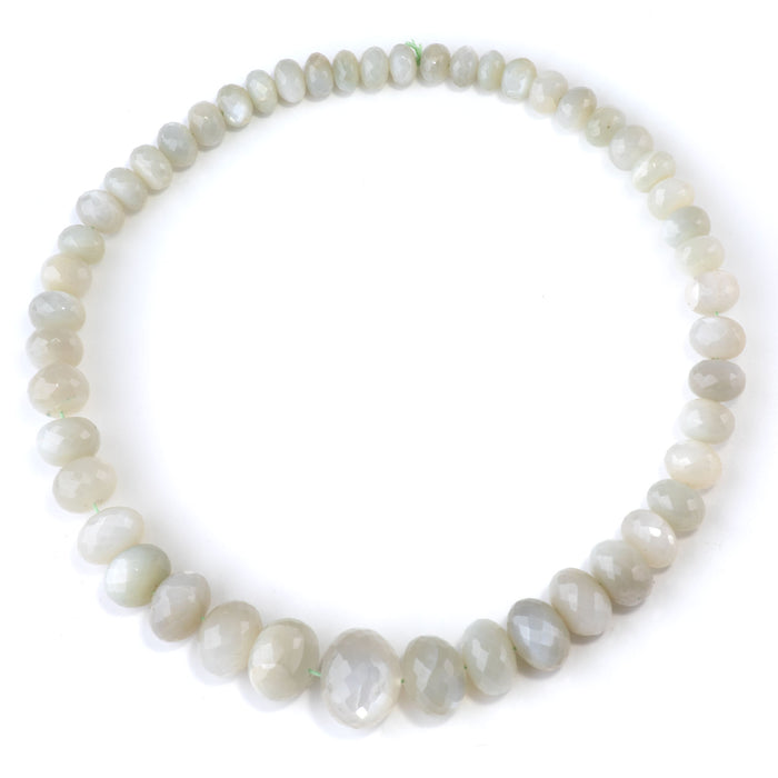 Green Moonstone 5x8-16x20mm Graduated Faceted Rondelle - 15-16 Inch