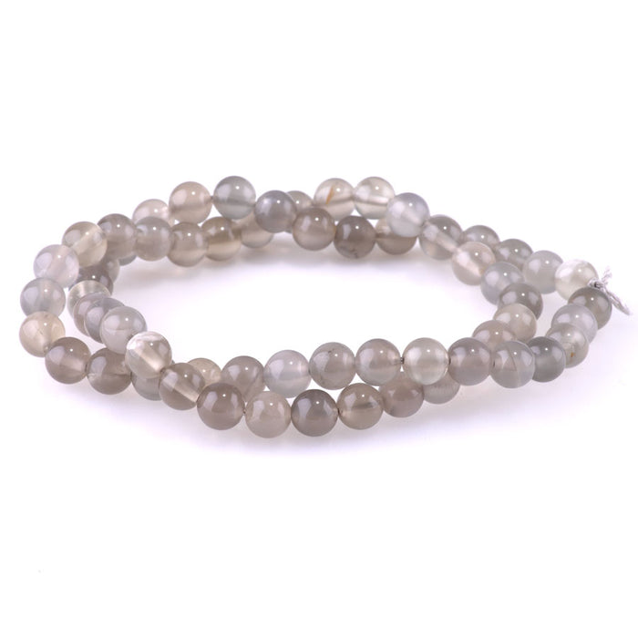 Silver Grey Moonstone 6mm Round A Grade - 15-16 Inch