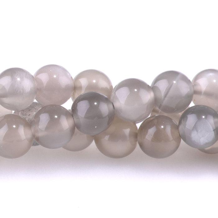 Silver Grey Moonstone 6mm Round A Grade - 15-16 Inch