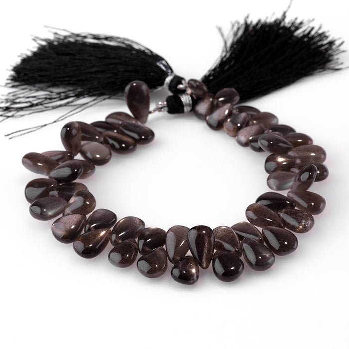 Black Gold Moonstone 7x10-8x12mm Irregular Pear - 8 Inch