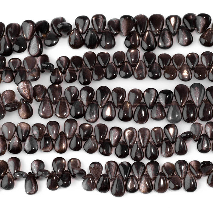 Black Gold Moonstone 7x10-8x12mm Irregular Pear - 8 Inch