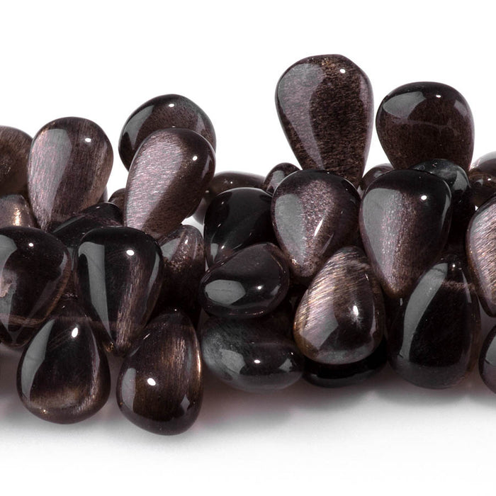 Black Gold Moonstone 7x10-8x12mm Irregular Pear - 8 Inch