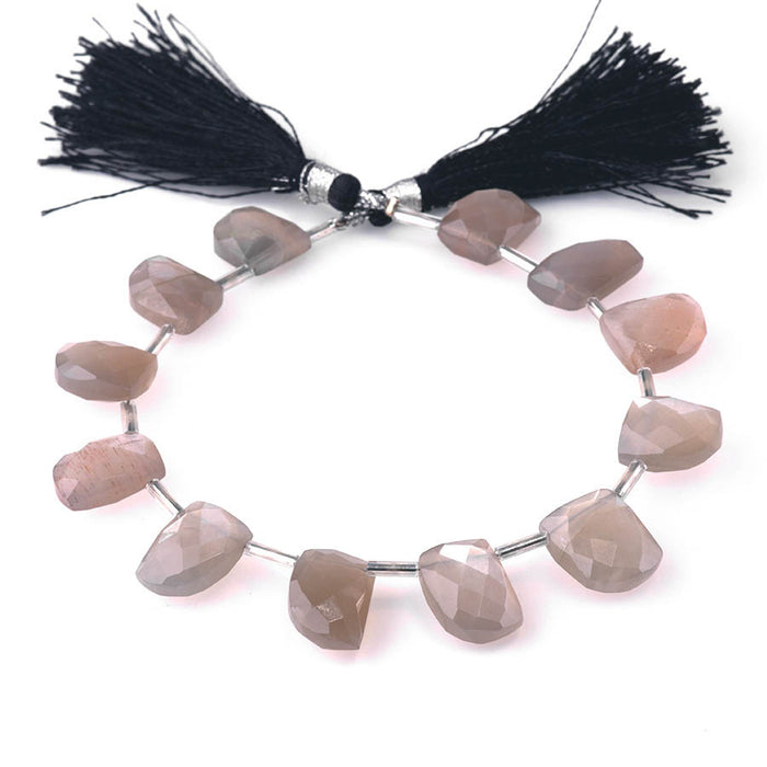 Moonstone 8x13-12x18mm Faceted Irregular Teeth - 8 Inch