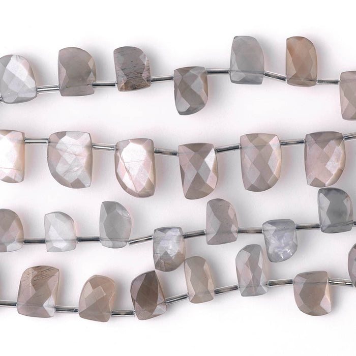 Moonstone 8x13-12x18mm Faceted Irregular Teeth - 8 Inch