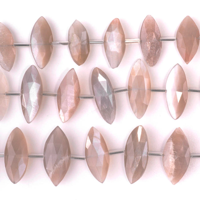 Moonstone 8x16-10x21mm Faceted Marquise - 8 Inch