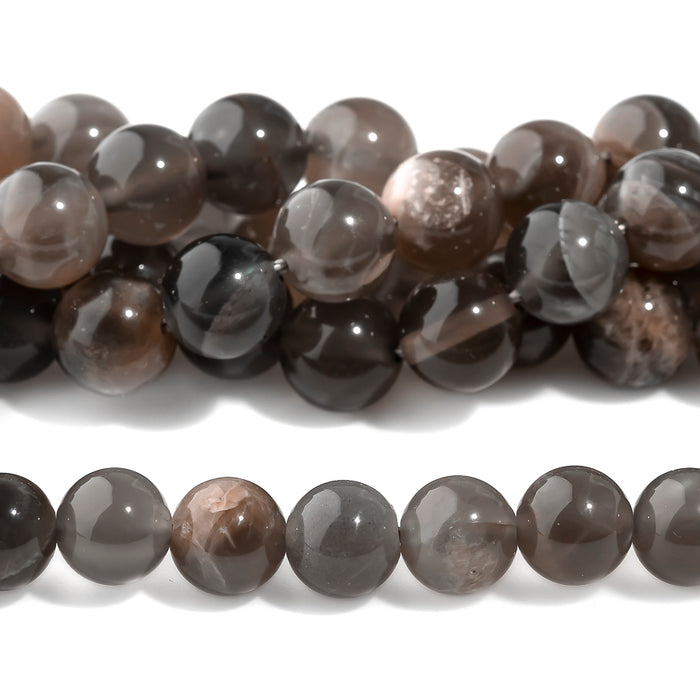 Black Moonstone 8mm Round - 15-16 Inch