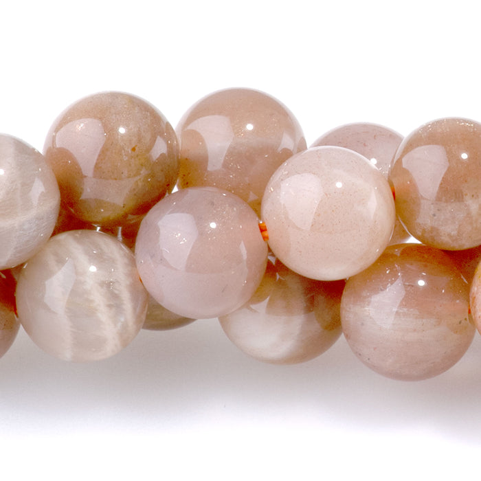 Golden Grey Moonstone 8mm Round - 15-16 Inch