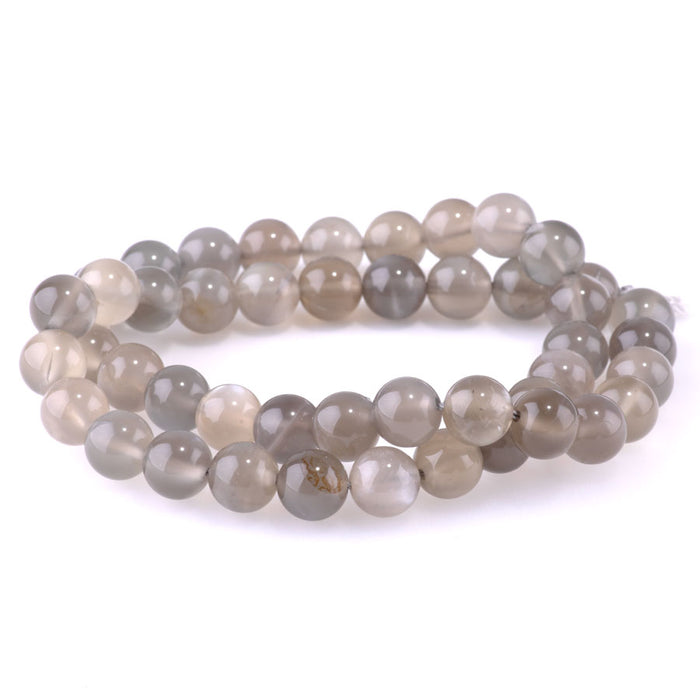 Silver Grey Moonstone 8mm Round A Grade - 15-16 Inch