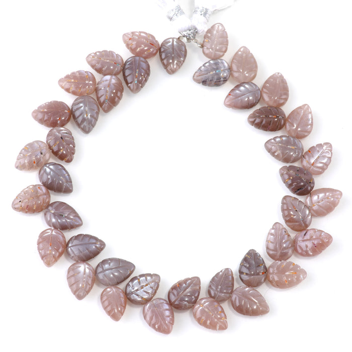 Chocolate Moonstone 8x11mm Leaf - 8 Inch
