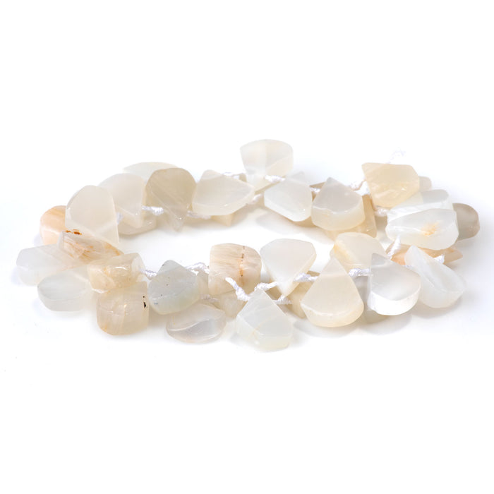 White Moonstone 9x13-12x16mm Top Drill Irregular Flat Drop - 15-16 Inch