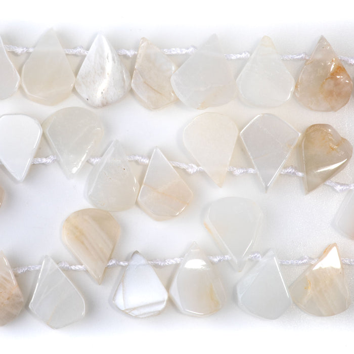 White Moonstone 9x13-12x16mm Top Drill Irregular Flat Drop - 15-16 Inch