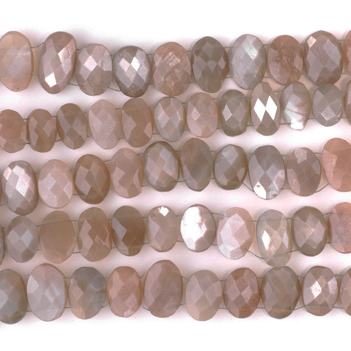 Moonstone 9x12-13x19mm Faceted Double Drill Oval - 10 Inch