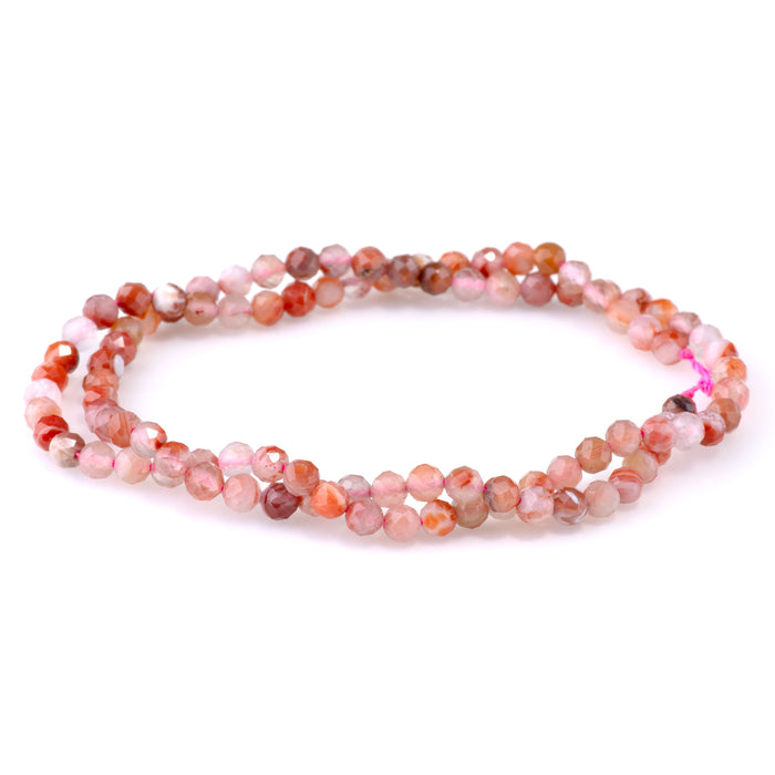 Morocco Red Agate 4mm Microfaceted Round - 15-16 Inch