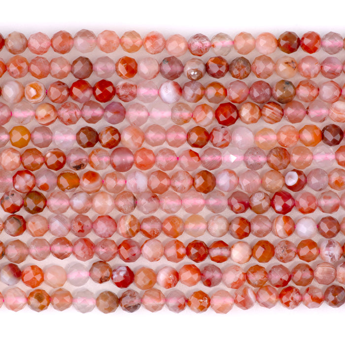 Morocco Red Agate 4mm Microfaceted Round - 15-16 Inch
