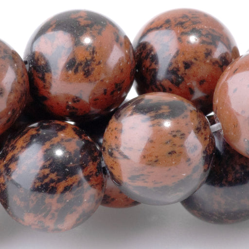 This is a Dakota Stones 12mm Mahogany Obsidian Gemstone strand with round beads in 15-16 inch strand.