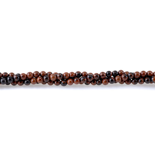 This is a Dakota Stones 4mm Mahogany Obsidian Gemstone strand with round beads in 15-16 inch strand.