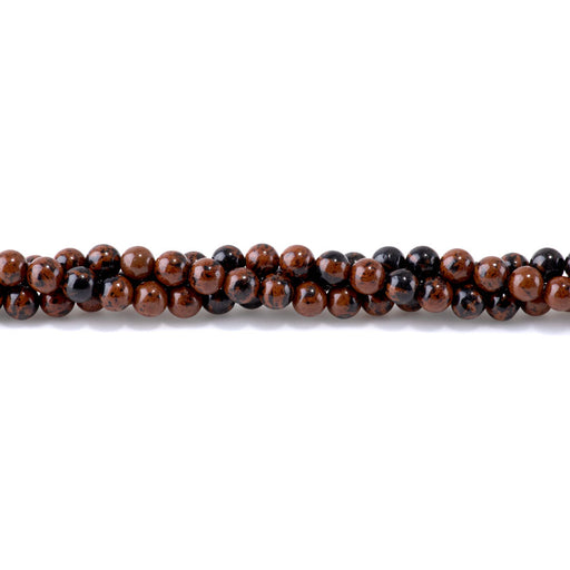 This is a Dakota Stones 6mm Mahogany Obsidian Gemstone strand with round beads in 15-16 inch strand.