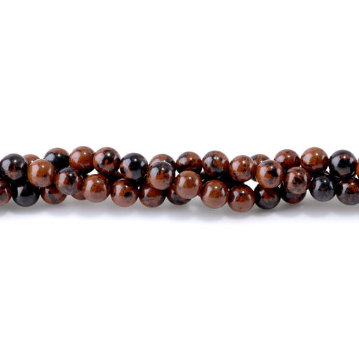This is a Dakota Stones 8mm Mahogany Obsidian Gemstone strand with round beads in 15-16 inch strand.