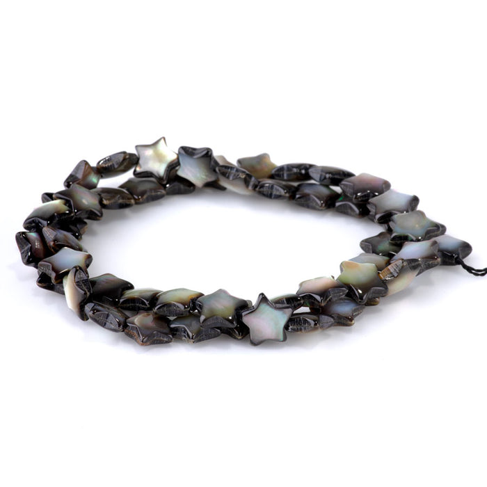 Mother of Pearl 10mm Puff Star Black - 15-16 Inch