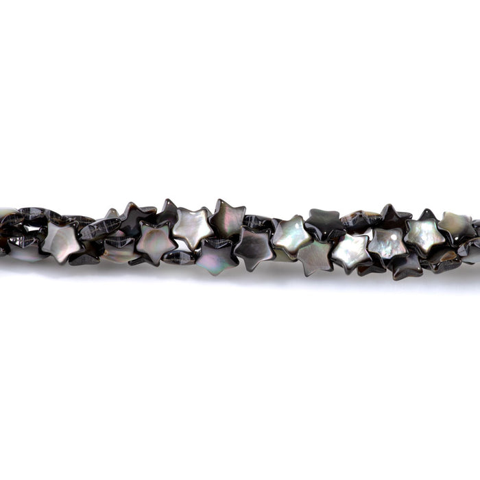 Mother of Pearl 10mm Puff Star Black - 15-16 Inch