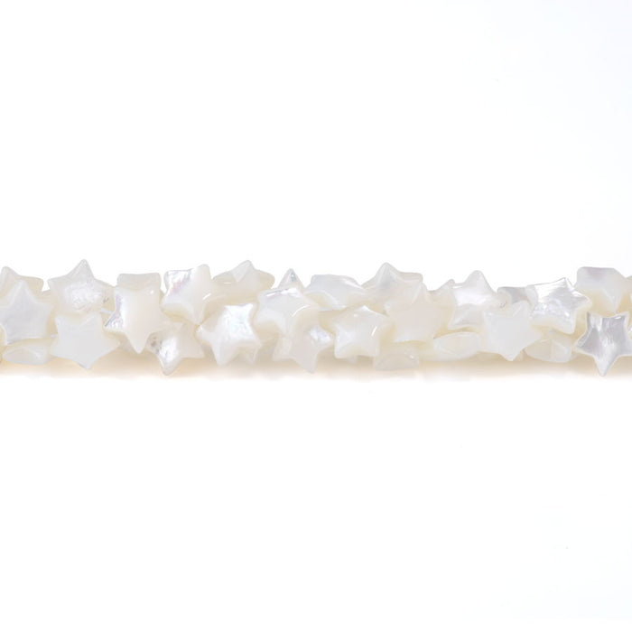 Mother of Pearl 12mm Puff Star White - 15-16 Inch