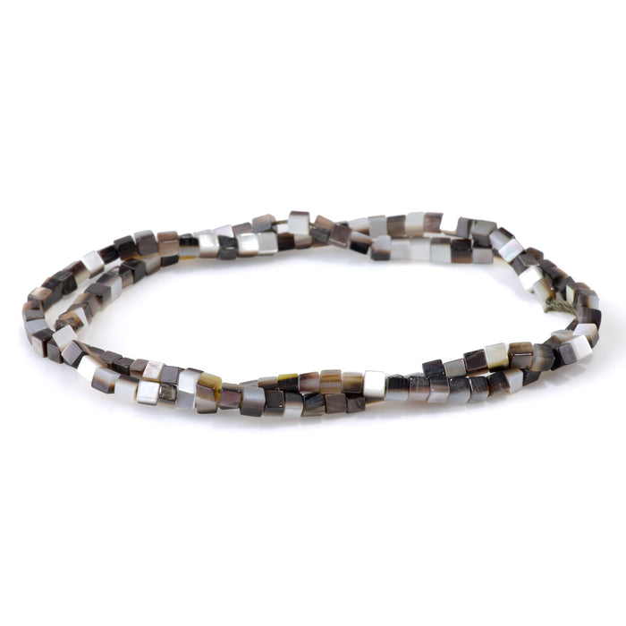 Mother of Pearl 3mm Black Cube Bead - 15-16 Inch