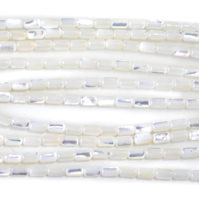 Mother of Pearl 3x5mm White Tube Bead - 15-16 Inch