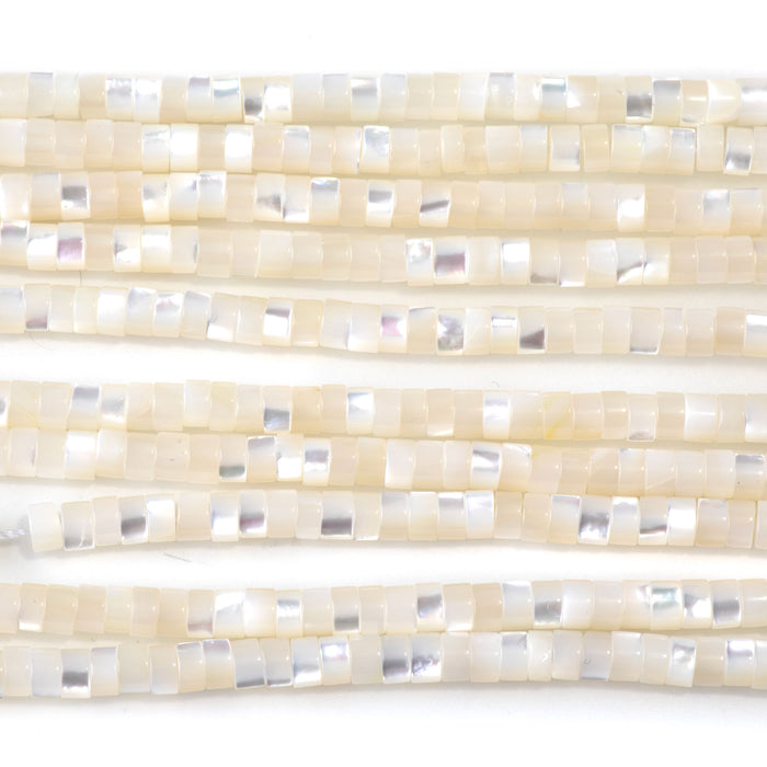 Mother of Pearl 4mm White Heishi Bead - 15-16 Inch