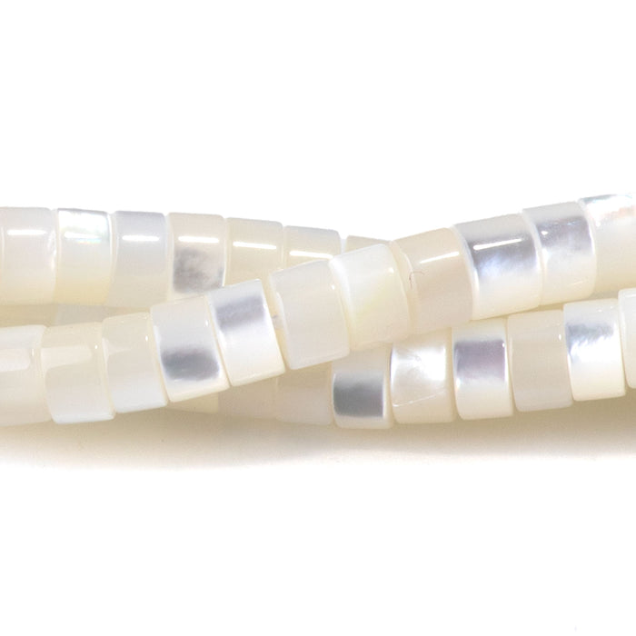 Mother of Pearl 4mm White Heishi Bead - 15-16 Inch