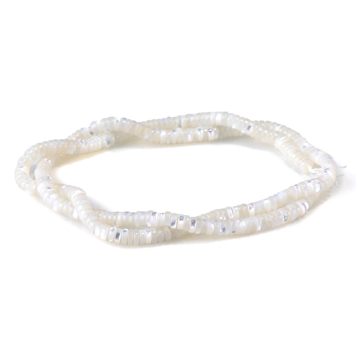 Mother of Pearl 1-2x4mm White Thin Heishi Bead - 15-16 Inch