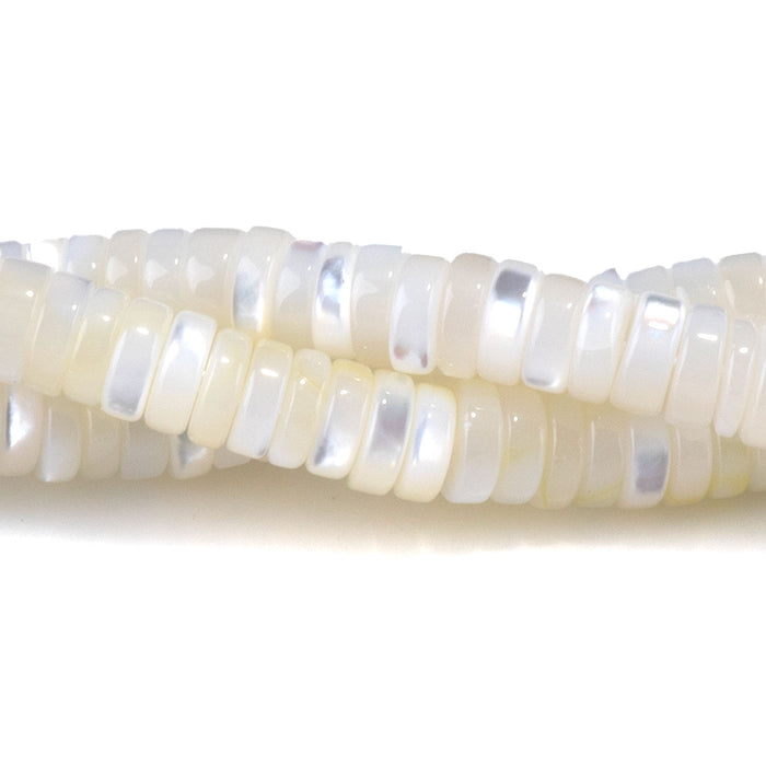 Mother of Pearl 1-2x4mm White Thin Heishi Bead - 15-16 Inch