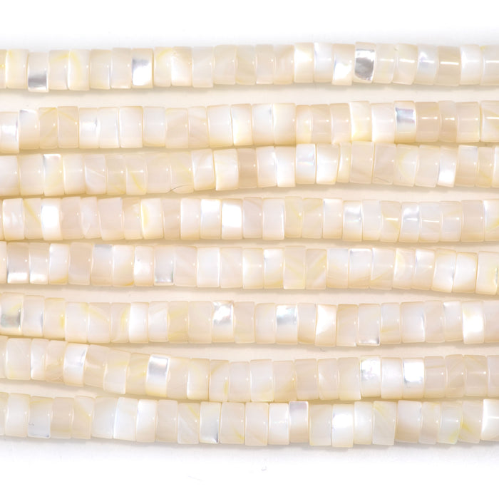 Mother of Pearl 6mm White Heishi Bead - 15-16 Inch
