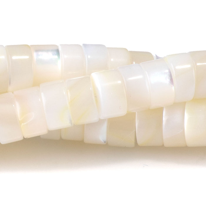 Mother of Pearl 6mm White Heishi Bead - 15-16 Inch