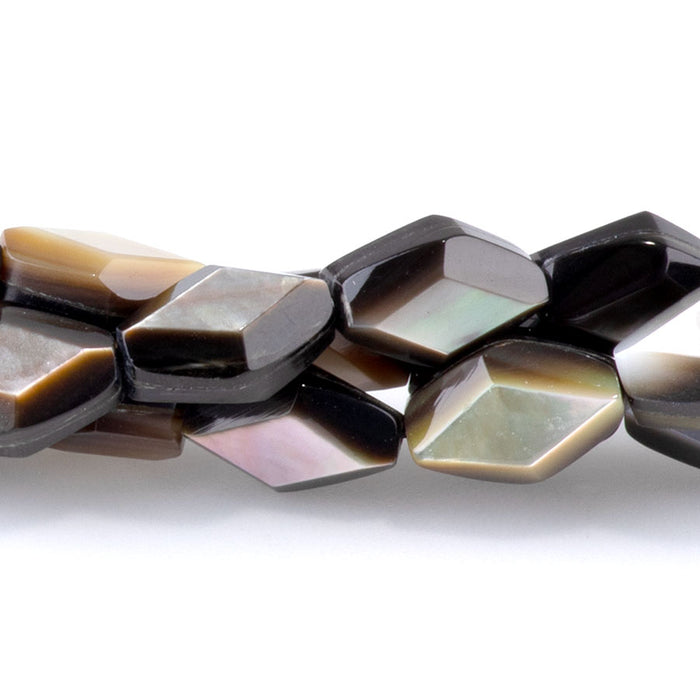 Mother of Pearl 6x9mm Rhombus Faceted Black - 15-16 Inch