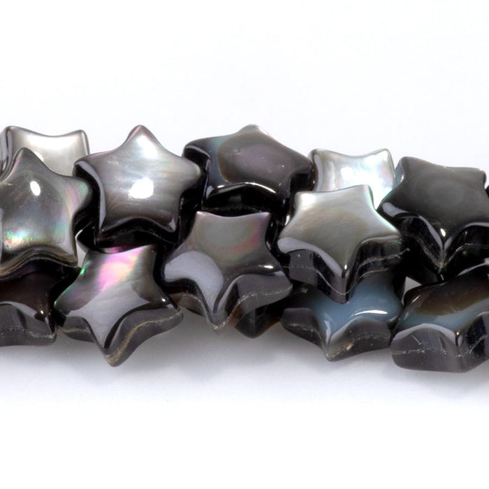 Mother of Pearl 8mm Puff Star Black - 15-16 Inch