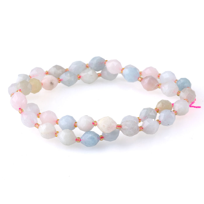 Morganite 6x8mm Triangle Cut Faceted Rice Bead - 15-16 Inch