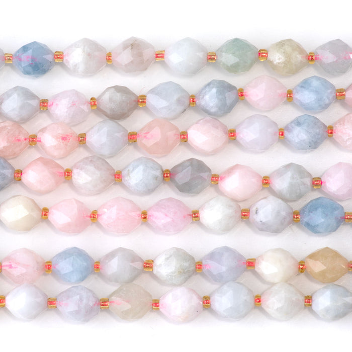 Morganite 6x8mm Triangle Cut Faceted Rice Bead - 15-16 Inch