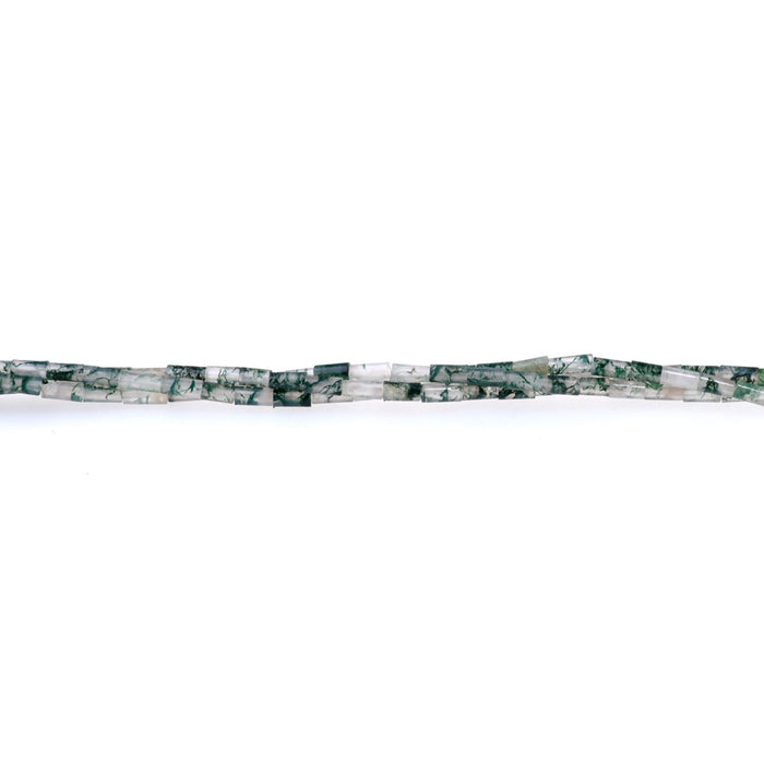 Moss Agate 2x4mm Tube Beads - 15-16 Inch