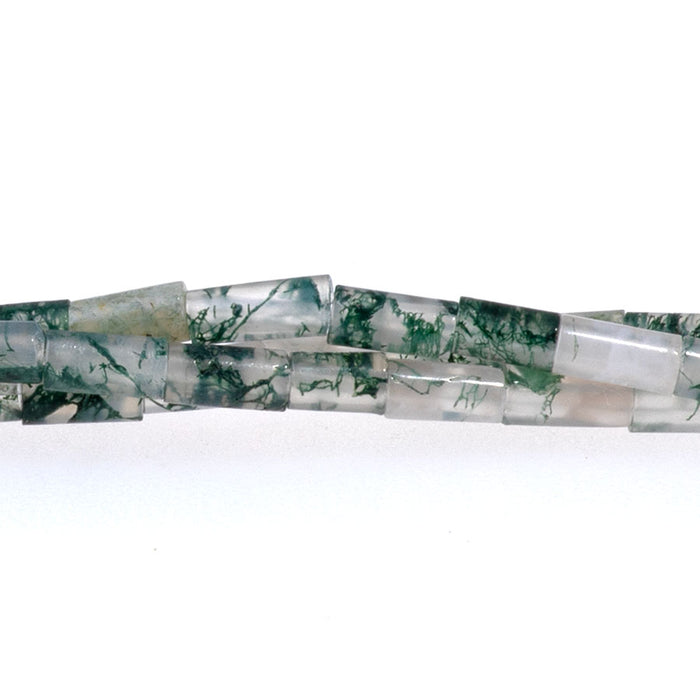 Moss Agate 2x4mm Tube Beads - 15-16 Inch