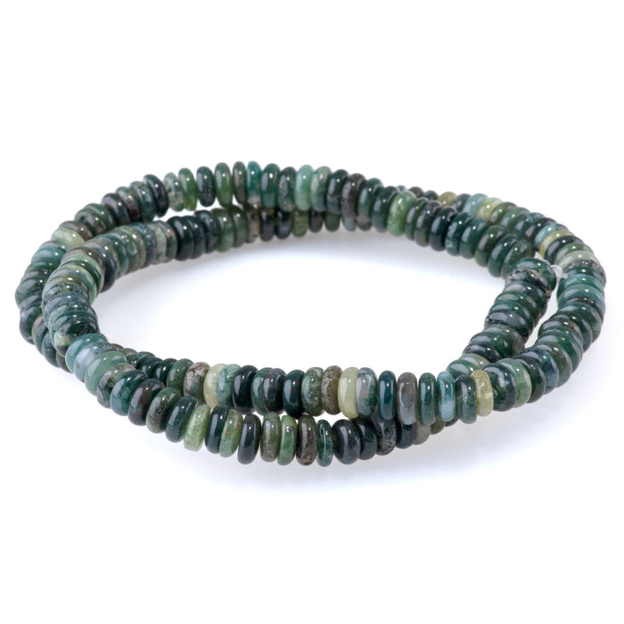 Moss Agate 2x6mm Thin Rondelle - 15-16 Inch