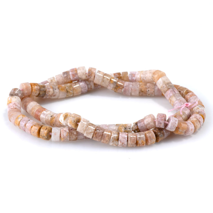 Pink Moss Agate 3x6mm Heishi - 15-16 Inch