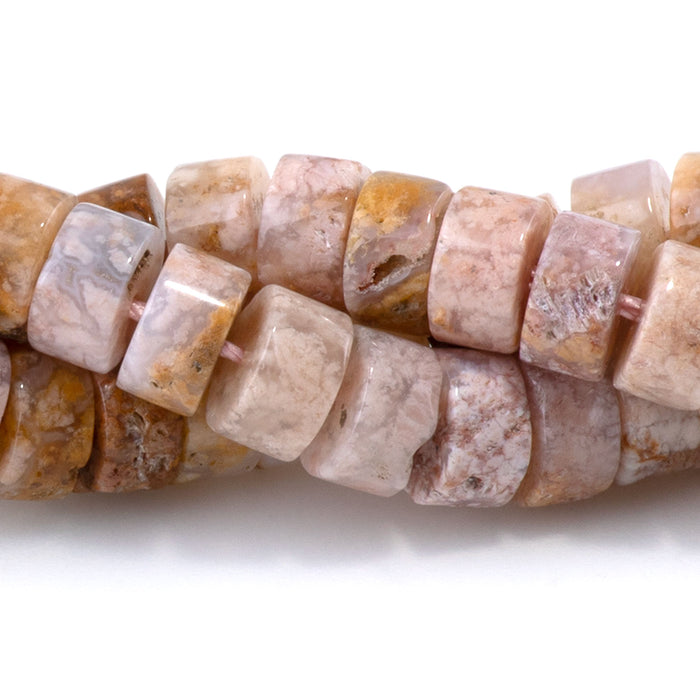 Pink Moss Agate 3x6mm Heishi - 15-16 Inch