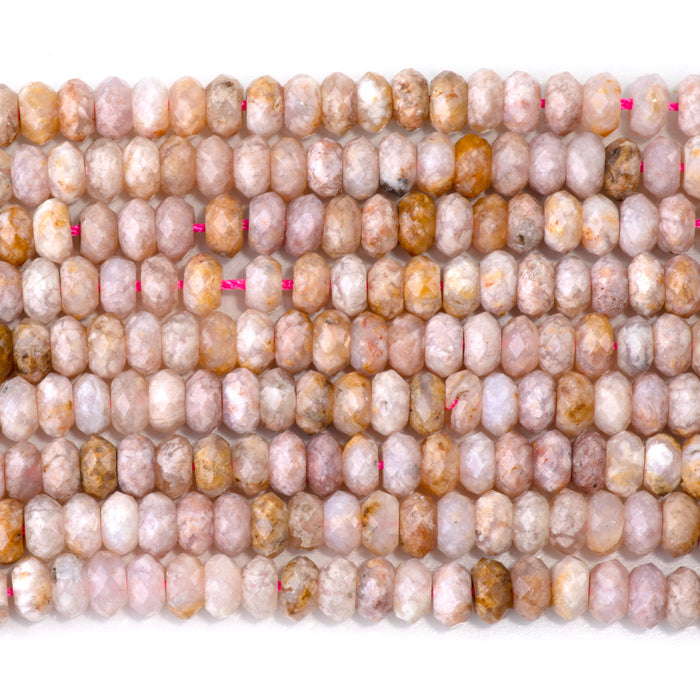 Pink Moss Agate 3x6mm Faceted Rondelle - 15-16 Inch