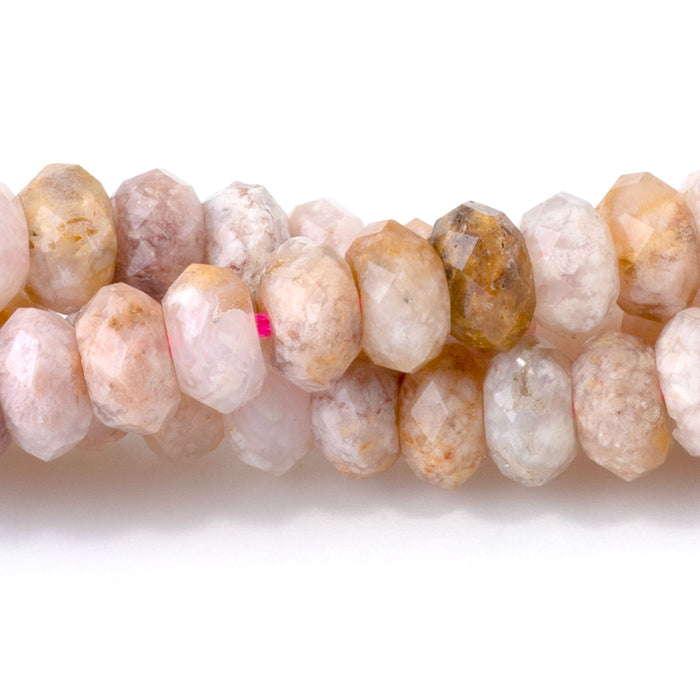 Pink Moss Agate 3x6mm Faceted Rondelle - 15-16 Inch