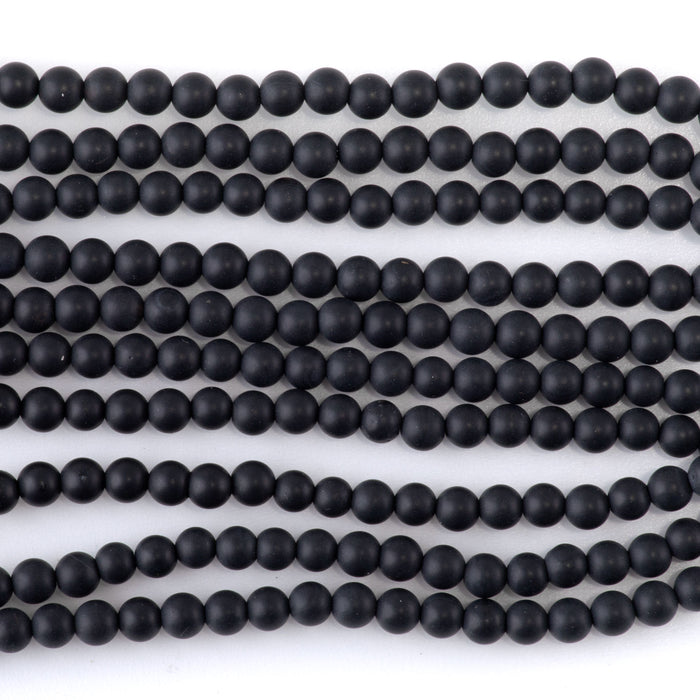MATTE Onyx 4mm Round - 8-Inch