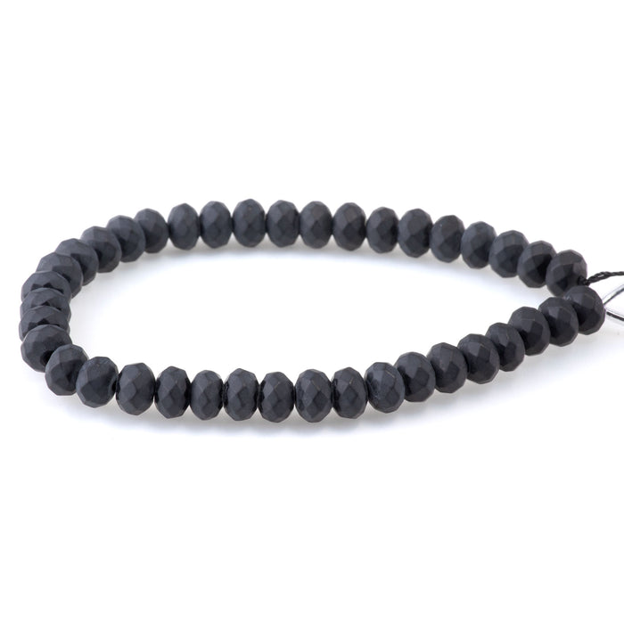 MATTE Onyx 8mm Faceted Rondelle 8-Inch
