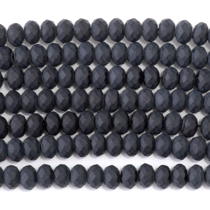 MATTE Onyx 8mm Faceted Rondelle 8-Inch