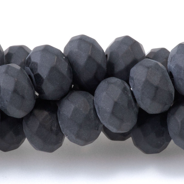 MATTE Onyx 8mm Faceted Rondelle 8-Inch