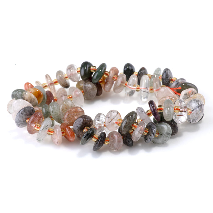 Multi Rutilated Quartz 5x8mm Chip with Spacers - 15-16 Inch